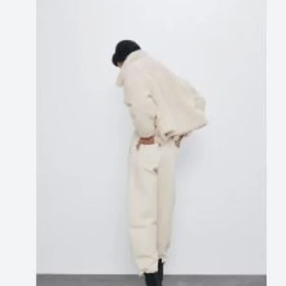 Zara Cropped Faux Shearling Jacket Sz: S - Picture 2 of 9